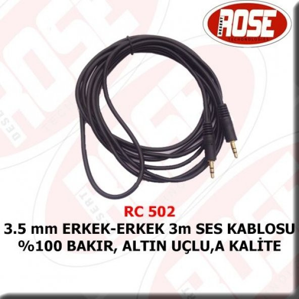 3 5 Mm Erkek Erkek 3 Metre Ses Kablosu ürün görseli 1