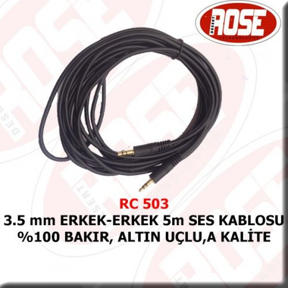 3 5 Mm Erkek Erkek 5 Metre Ses Kablosu ürün görseli 1