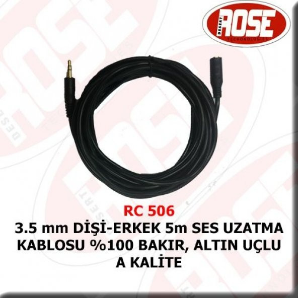 3 5 Mm Dişi-Erkek 5 Metre Ses Uzatma Kablosu ürün görseli 1