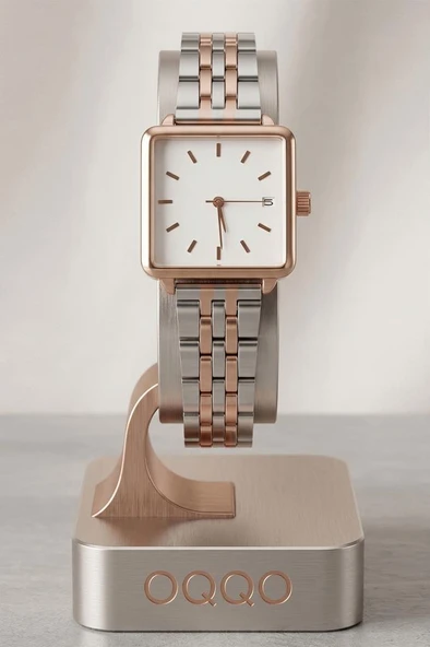 Fully Rose Kasa Rose Gold Gümüş Kare Kadın Kol Saati ürün görseli 1