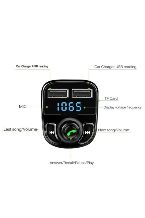 Carx8 Bluetooth Araç Kiti Fm Transmitter - Resim 2