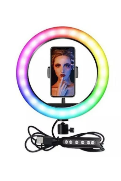 CNK Rgb Led Make Up Selfie Işığı Tripot  Makyaj Rıng Lıght Güzellik Merkezi Mj26 10inç ürün görseli 1