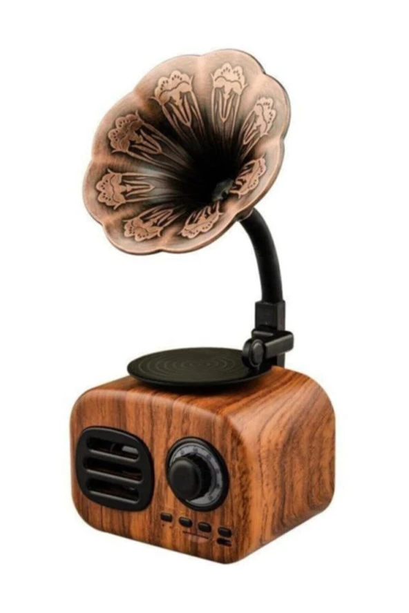 AbaTech Taşınabilir Nostaljik Kablosuz Ses Gramafon Tasarımlı Bombası Extra Bass Bluetooth Hoparlör ürün görseli 1