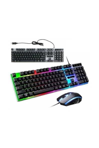 POLYGOLD Pg-8017 Oyuncu Isıklı Klavye Mause Seti Klavye + Mouse Seti - Resim 2