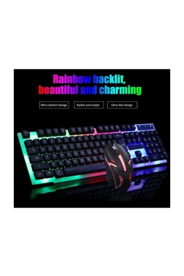 ALKILIÇ Işıklı Oyuncu Klavye Ve Mouse Seti Gaming Set Pg 8017 - Resim 2