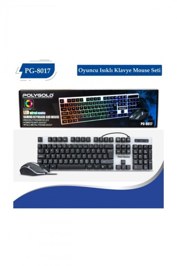ALKILIÇ Işıklı Oyuncu Klavye Ve Mouse Seti Gaming Set Pg 8017 - Resim 3