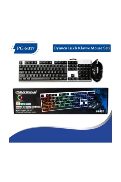 ALKILIÇ Işıklı Oyuncu Klavye Ve Mouse Seti Gaming Set Pg 8017 - Resim 5