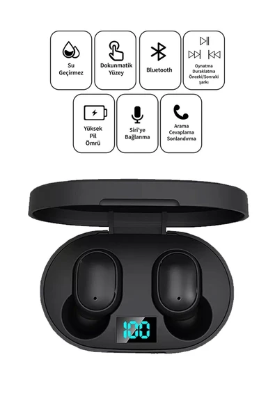 AbaTech E6s Dijital Ekranlı Çift Mikrofonlu Kablosuz Bluetooth Kulaklık 5.0v ürün görseli 1