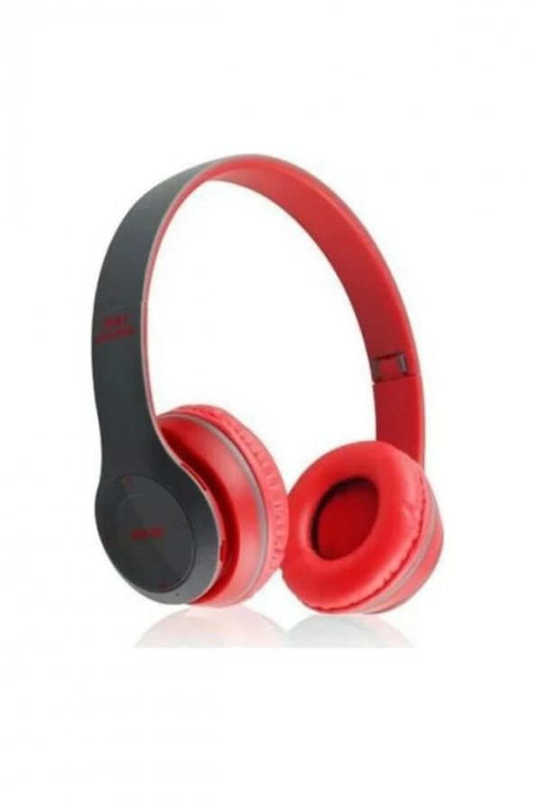 P47 Kırmızı Kulak Üstü Kablosuz Bluetooth Kulaklık Aux Ve Hafıza Kartı Girişli Kulaklık ürün görseli 1