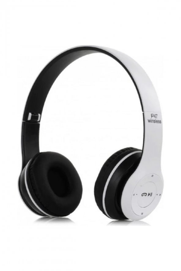 P47 Kulak Üstü Kablosuz Kulaklık Bluetooth Kulaklık Aux Ve Hafıza Kartı Girişli Beyaz ürün görseli 1
