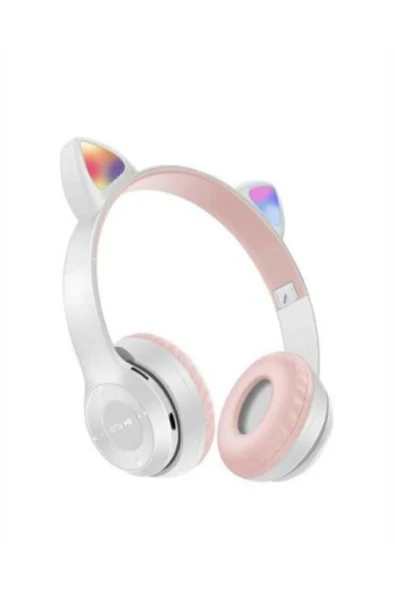 gnctech Kablosuz Bluetooth Kulaküstü Kedili P47m Kulaklık Rgb Işıklı Kedi Desenli Kulaklık Beyaz ürün görseli 1
