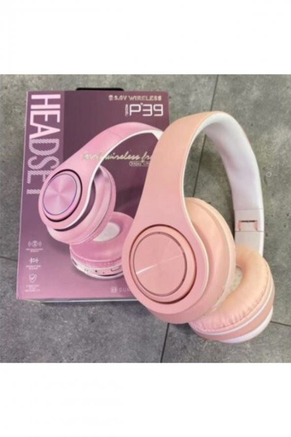 Hooptech Pembe Macaron Bluetooth Kablosuz Stereo Kulaklık P39 - Resim 2