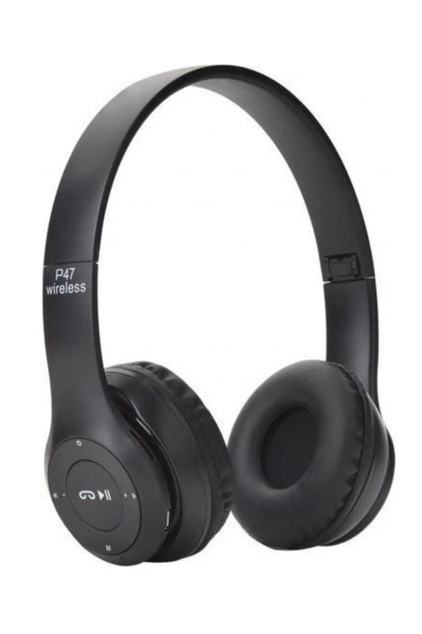 P47 Extra Bass Edr 5.0 Bluetooth Mp3 Fm Radyo Sd Kart Kablosuz Katlanabilir Kulaklık - Siyah ürün görseli 1