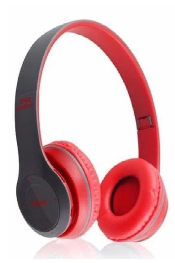 P47 Extra Bass Edr 5.0 Bluetooth Mp3 Fm Radyo Sd Kart Kablosuz Katlanabilir Kulaklık - Kırmızı ürün görseli 1