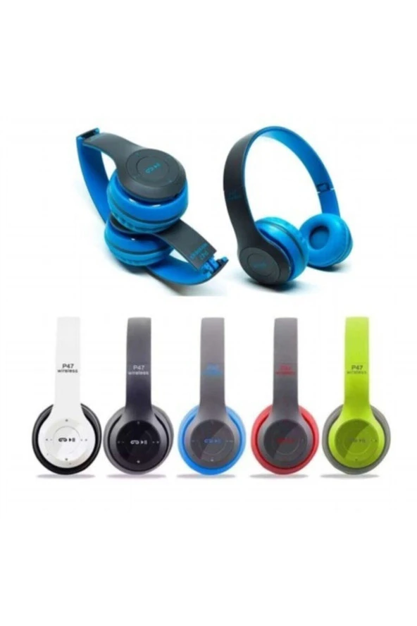 Zer Bilişim Mavi Kafa Üstü Bluetooth Kulaklık P47 ürün görseli 1