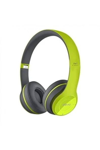 POLYGOLD Bluetooth Uyumlu Kulaklık Mp3 Fm Solo 2 Beats Model Kulaküstü - P47 Yeşil ürün görseli 1