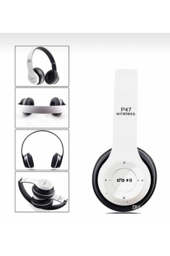 dt aksesuar P47 Wireless Bluetooth Kablosuz Extra Bass Radyolu Katlanabilir Kulaklık Genç Çocuk Beyaz ürün görseli 1