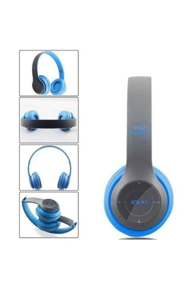 AbaTech P47 5.0+edr Wireless Headphones Mavi Bluetooth Kulaklık ürün görseli 1