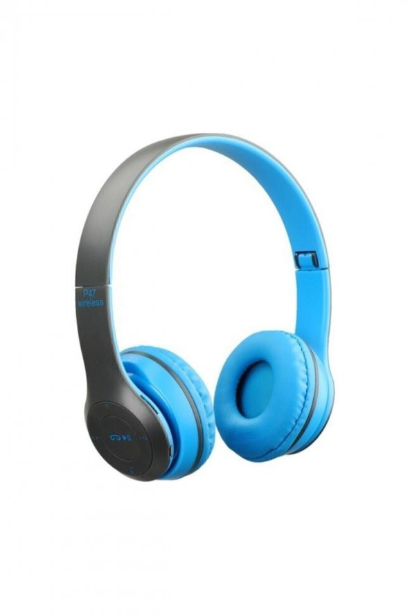 P47 Wıreless 5.0+edr Bluetooth Kablosuz Mavi Renk Mp3 Çalar Kulaklık ürün görseli 1