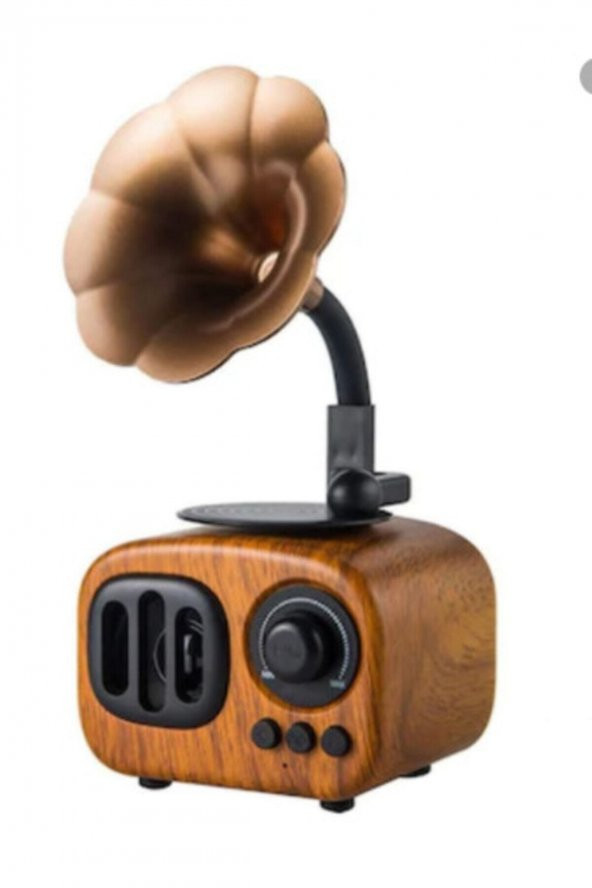 Ahşap Kahve Nostaljik Gramofon Taşınabilir Bluetooth Hoparlör Mini Radyo Müzik Çalar Kutusu ürün görseli 1