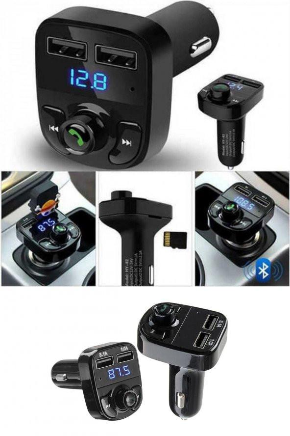 Car X8 Araç Fm Transmitter Bluetooth Usb Mp3 Sd Kart Çakmaklık Girişli Oto Müzik Çalar Kiti ürün görseli 1