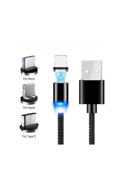 Mmctech Iphone Android Samsung Manyetik Mıknatıslı Şarj Kablosu Micro Usb Type-c Uyumlu ürün görseli 1