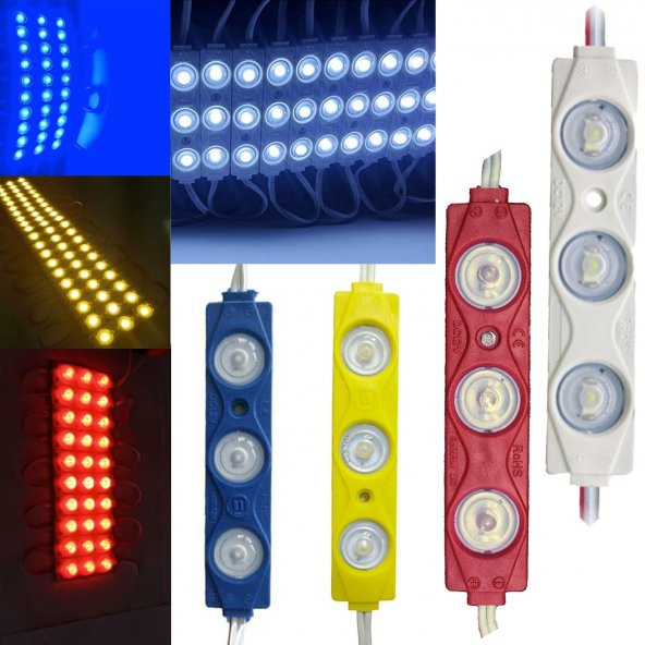 12V 3 Ledli Mercekli Modül Led Renkli 1.5W (1 Adet) ürün görseli 1