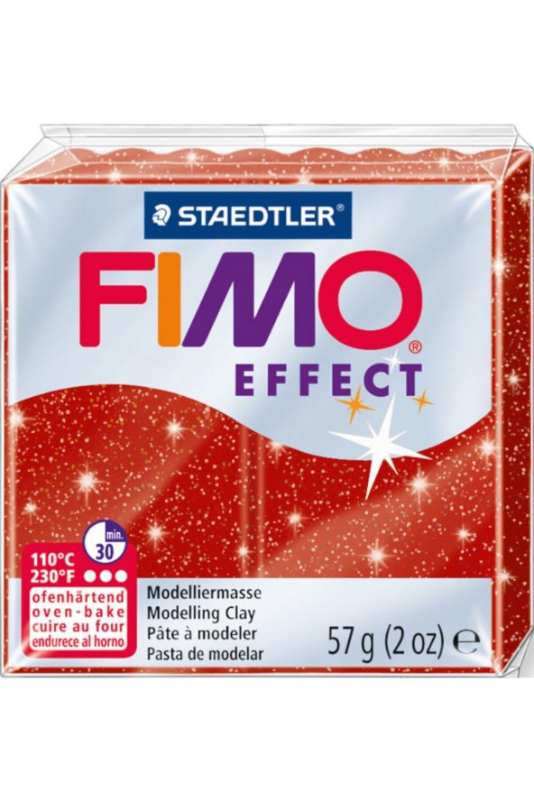 Fimo Effect Polimer Kil 57gr. Glitter Red Yaldızlı Kırmızı ürün görseli 1