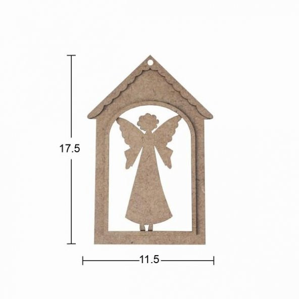 Ahşap Melekli Yılbaşı Süsü 17,5x11,5cm F825 ürün görseli 1