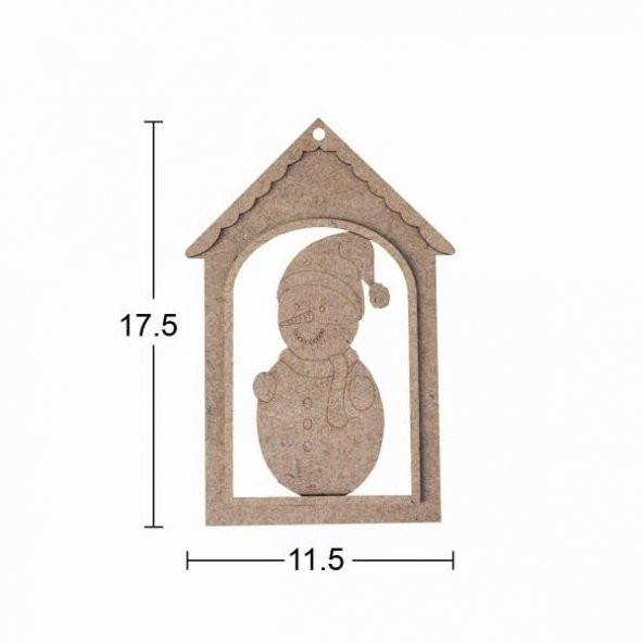 Ahşap Kardan Adam Yılbaşı Süsü 17,5x11,5cm F829 ürün görseli 1