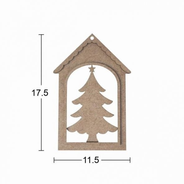 Ahşap Çam Ağacı Yılbaşı Süsü 17,5x11,5cm F826 ürün görseli 1