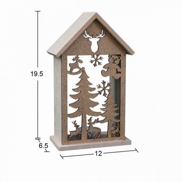 Ahşap Yılbaşı T-Light Mumluk 19,5x12cm F830 ürün görseli 1