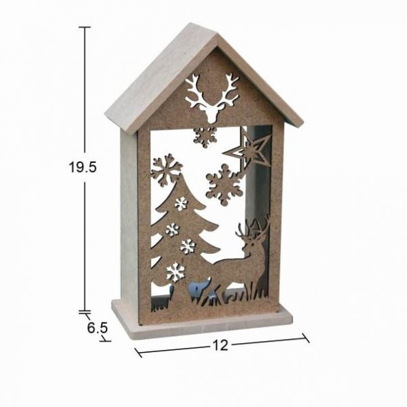Ahşap Yılbaşı T-Light Mumluk 19,5x12cm F831 ürün görseli 1