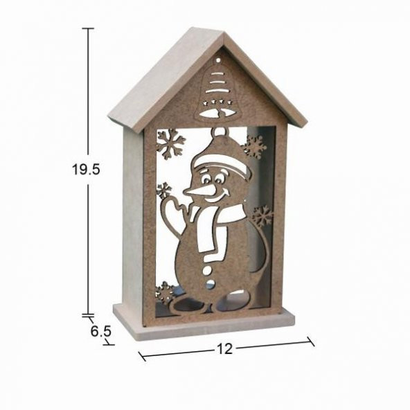 Ahşap Yılbaşı T-Light Mumluk 19,5x12cm F832 ürün görseli 1