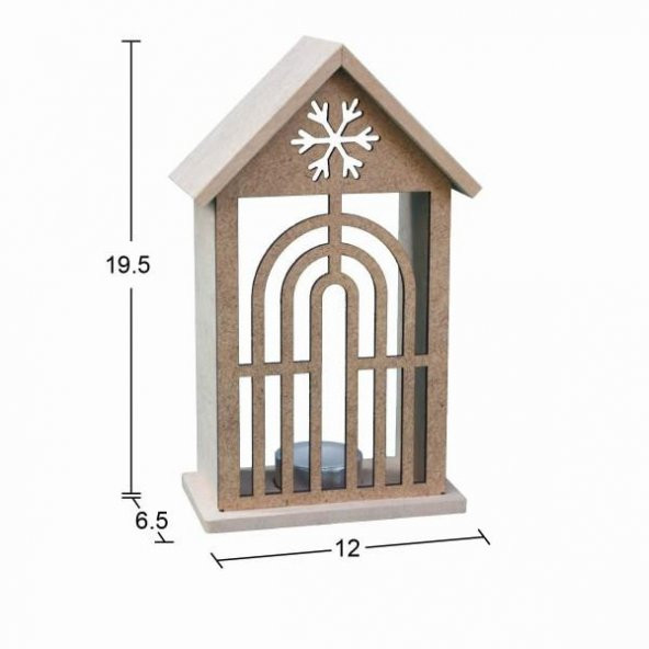 Ahşap Yılbaşı T-Light Mumluk 19,5x12cm F833 ürün görseli 1