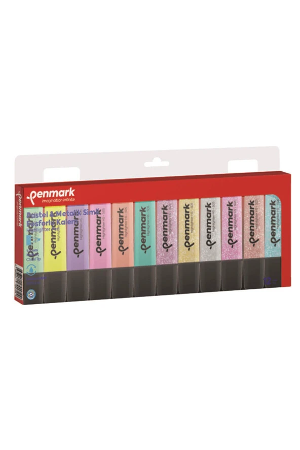 Penmark Fosforlu Kalem 12 Li Karışık Renk 6 Pastel 6 Simli Fosforlu Kalem ürün görseli 1