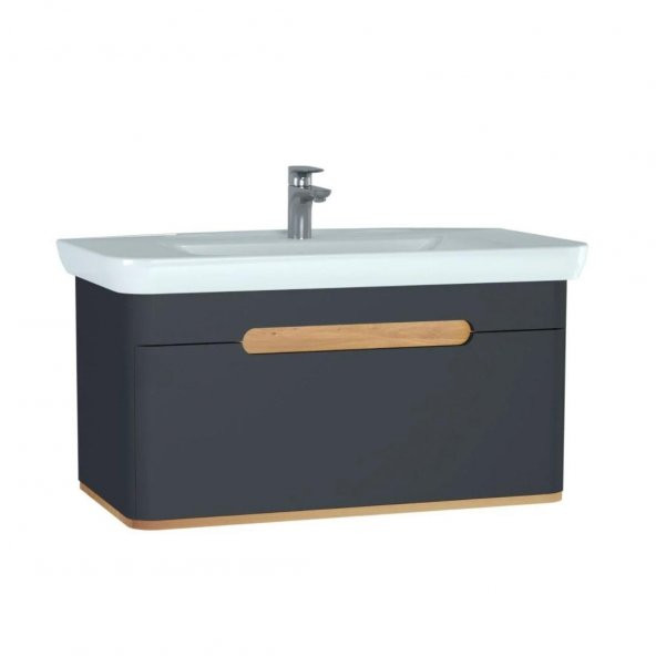 Vitra Sento 100cm Antrasit Banyo Dolabı Alt Modül ve Lavabo 60820 ürün görseli 1