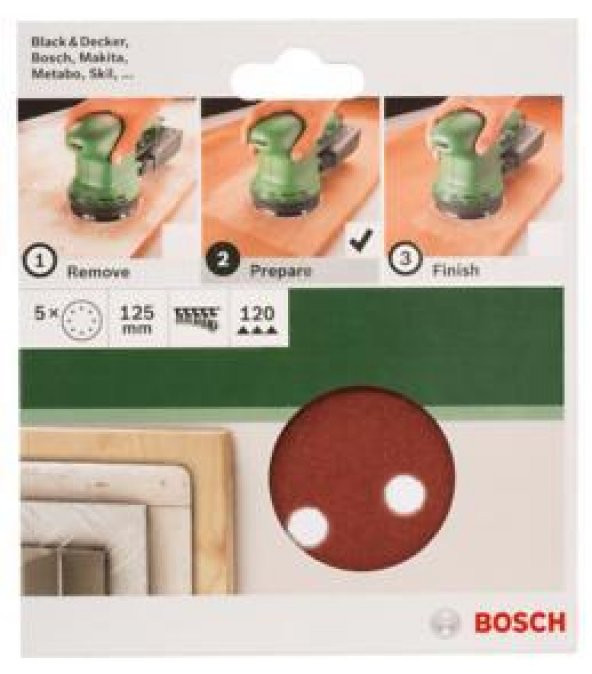 Bosch Makine Zımparası 125mm Zımpara 120K 5Li 2.609.256.A25 ürün görseli 1