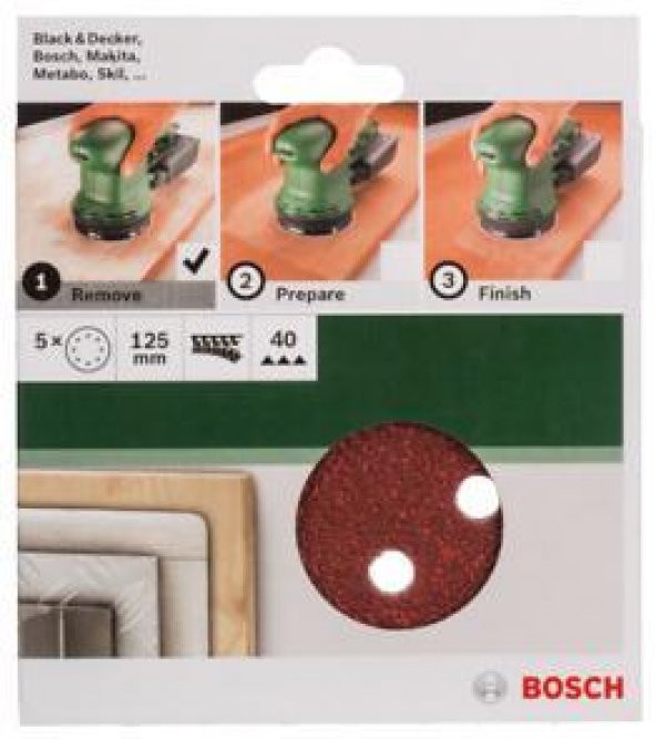 Bosch Makine Zımparası 125mm Zımpara 40K 5Li 2.609.256.A22 ürün görseli 1