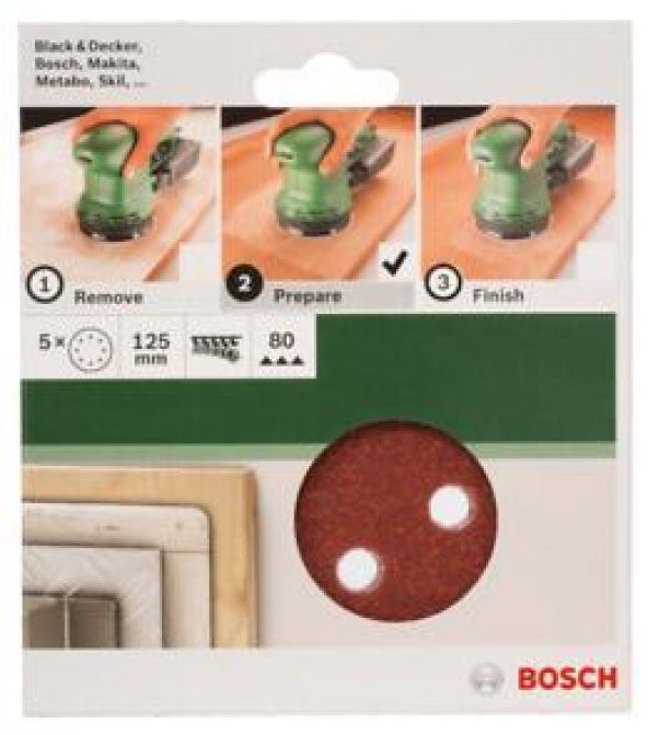 Bosch Makine Zımparası 125mm Zımpara 80K 5Li 2.609.256.A24 ürün görseli 1