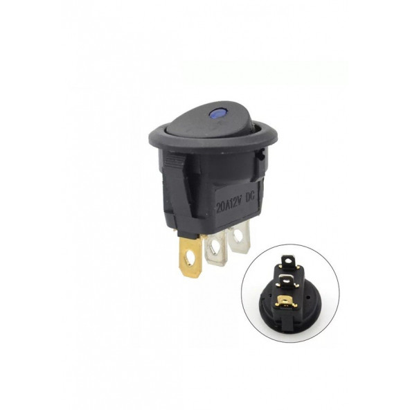 Yuvarlak Nokta Işıklı Anahtar ON-OFF 3P Mavi 12VOLT ürün görseli 1