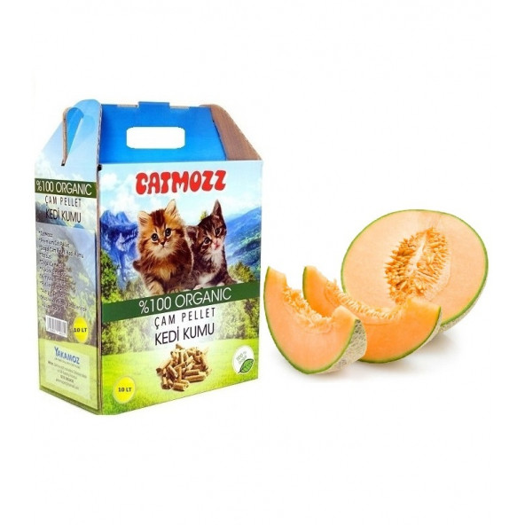 CatMozz Melon Doğal Organik Çam Peleti Kedi Kumu Kavun Kokulu 10 Lt ürün görseli 1