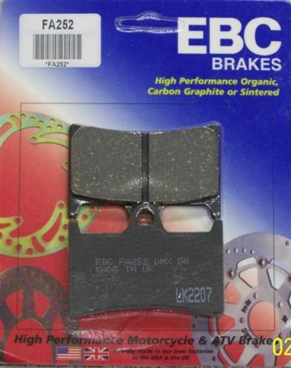 1999-2004 Yamaha Yzf R6 Ön Fren Balatası Ebc Fa252 Balata ürün görseli 1
