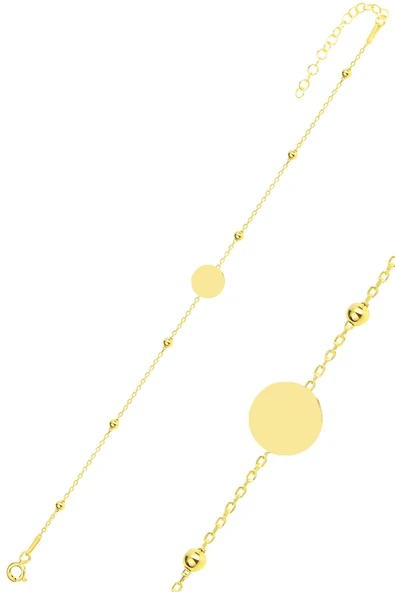Gümüş altın yaldızlı top top zincirli pul bileklik SGTL11931GOLD ürün görseli 1