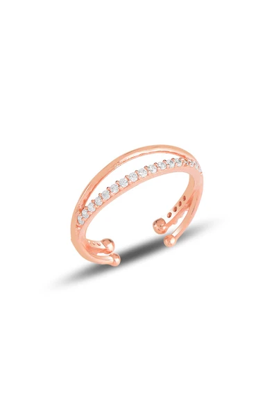 Gümüş rose zirkon taşlı ayarlamalı yüzük SGTL11928ROSE ürün görseli 1