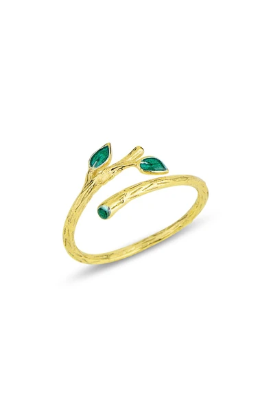 Gümüş altın yaldızlı mineli sarmaşık modeli ayarlamalı yüzük SGTL11908GOLD ürün görseli 1
