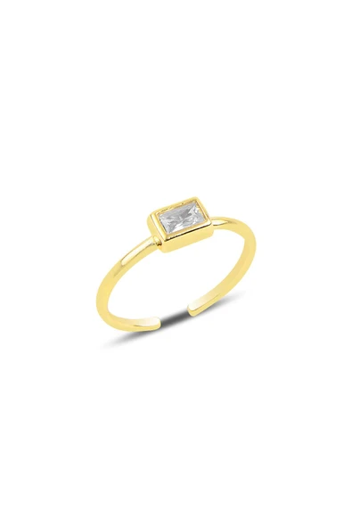 Gümüş altın yaldızlı Baget taşlı ayarlamalı yüzük SGTL11886GOLD ürün görseli 1