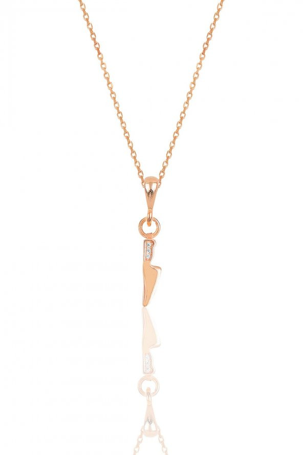 Gümüş rose zirkon taşlı bıçak modeli kolye ürün görseli 1