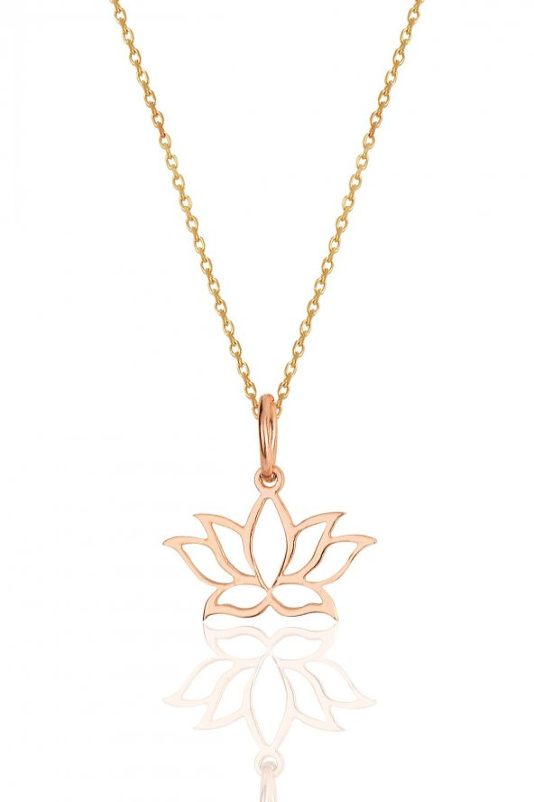 Gümüş rose sonsuz yaşamın simgesi lotus çiçeği kolye ürün görseli 1