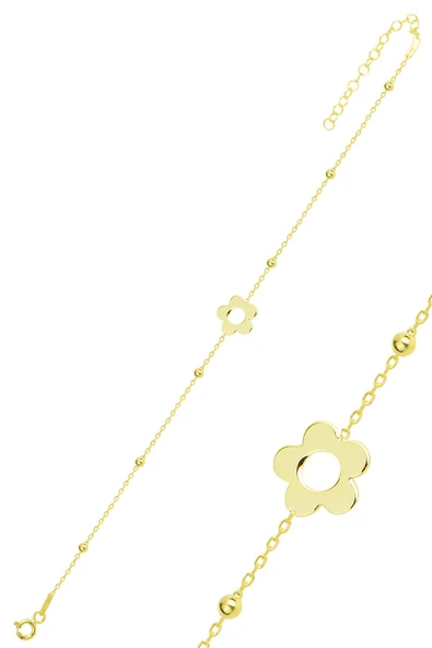 Gümüş altın yaldızlı top zincirli çiçek bileklik SGTL11863GOLD